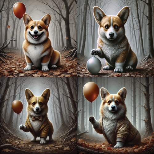 An oil painting of a corgi